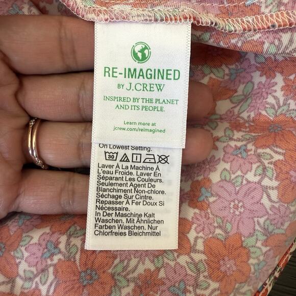 J Crew Dress 8 Womens Short Sleeve Gwyneth Cupro Blend Slip Floral Spring Sheath - Picture 6 of 7